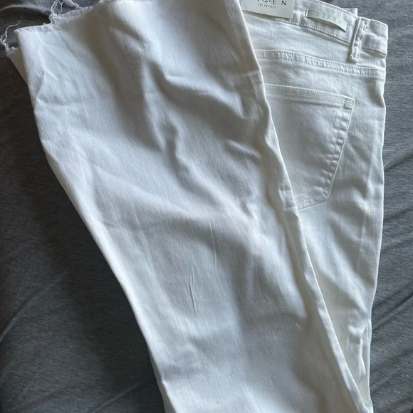 White Flare Wide Leg Jeans High-Rise - Picture 7 of 7